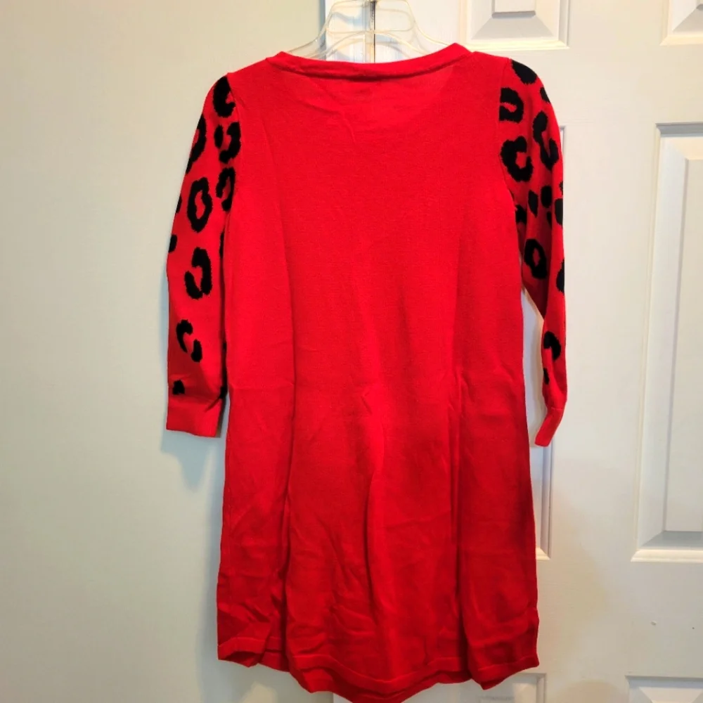 Express Red Leopard Print Sweater - Picture 2 of 2